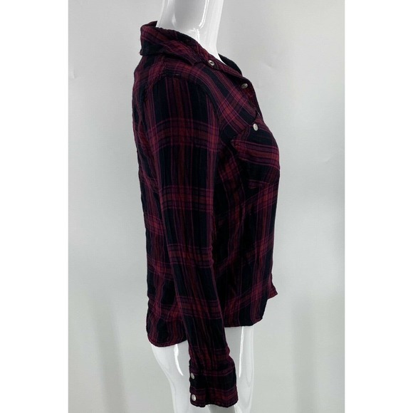 True Religion Snap Up Shirt Womens XS Red Black - Picture 3 of 6